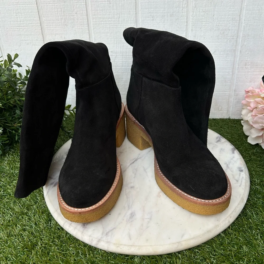 Stuart Weitzman Montana Slouch Suede Boots black size 8 New