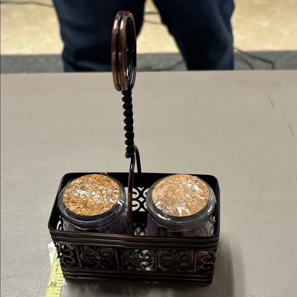 Black Metal Bath Caddy with Handle