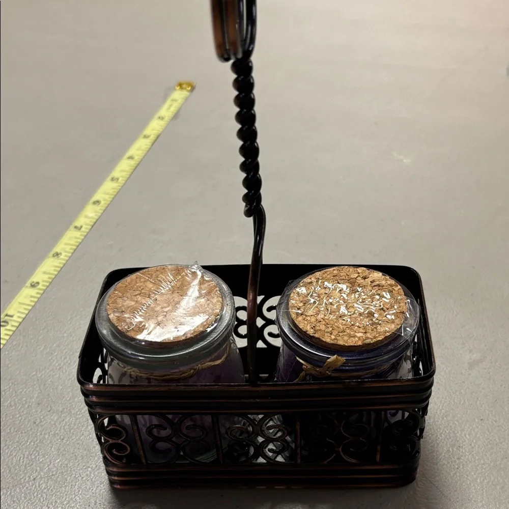 Black Metal Bath Caddy with Handle