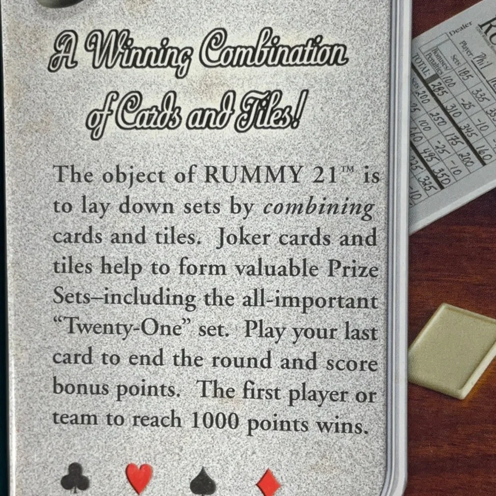 Vintage Rummy 21 by Winning Moves Game Combination of Cards & Tiles -Complete