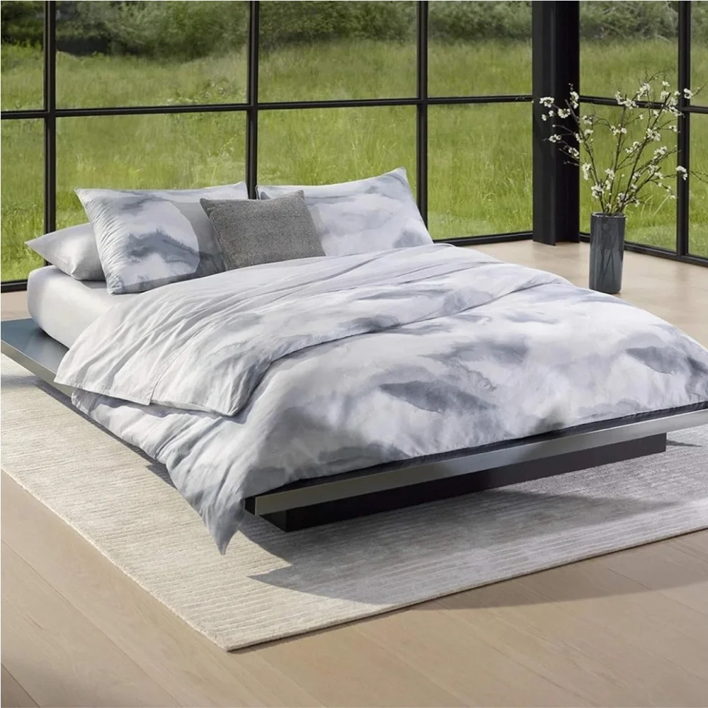 CALVIN KLEIN Moonstone KING Duvet Cover & 2 Pillowcases Pebble Silver Watercolor