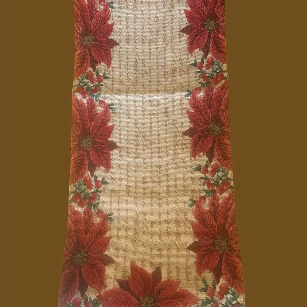 Festive Poinsettia Table Runner