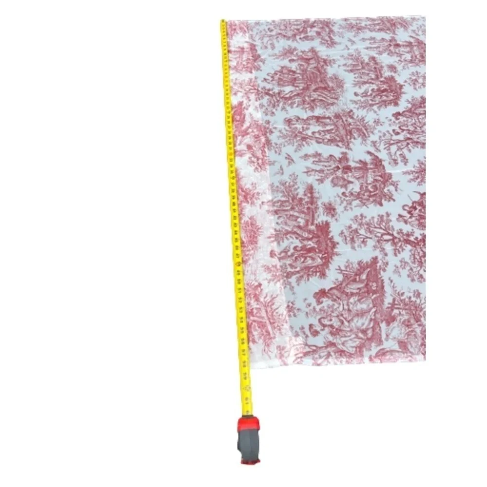 Set Of 2 Sheer Vintage Waverly Red Toile Drapery‎ & Valence Country Life Weekend