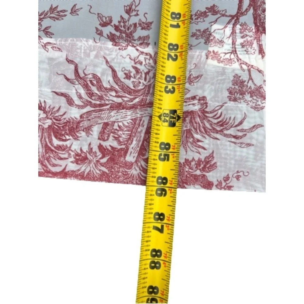 Set Of 2 Sheer Vintage Waverly Red Toile Drapery‎ & Valence Country Life Weekend