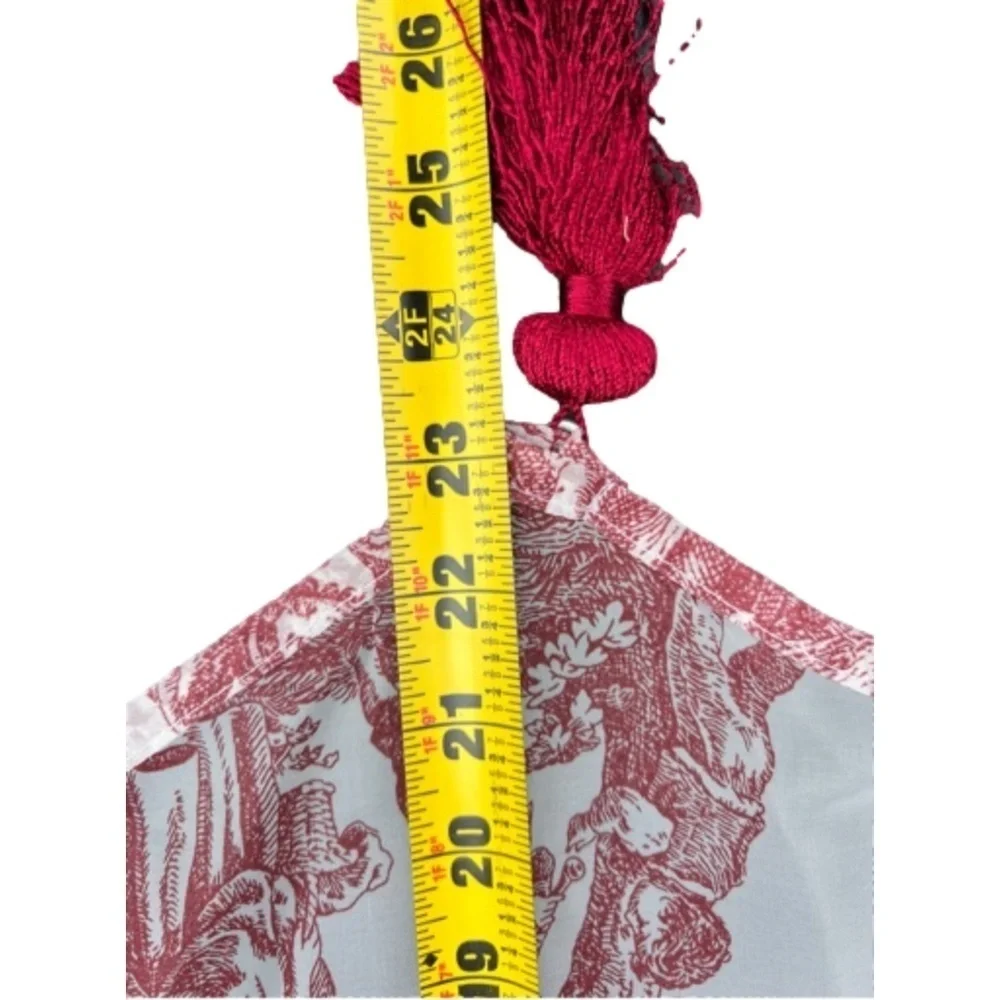 Set Of 2 Sheer Vintage Waverly Red Toile Drapery‎ & Valence Country Life Weekend