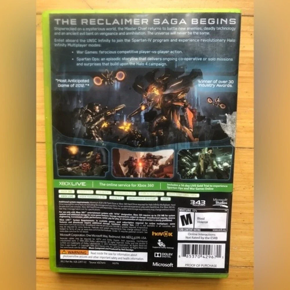 Halo 4 (Microsoft XBOX 360, 2012) *NO DISC*