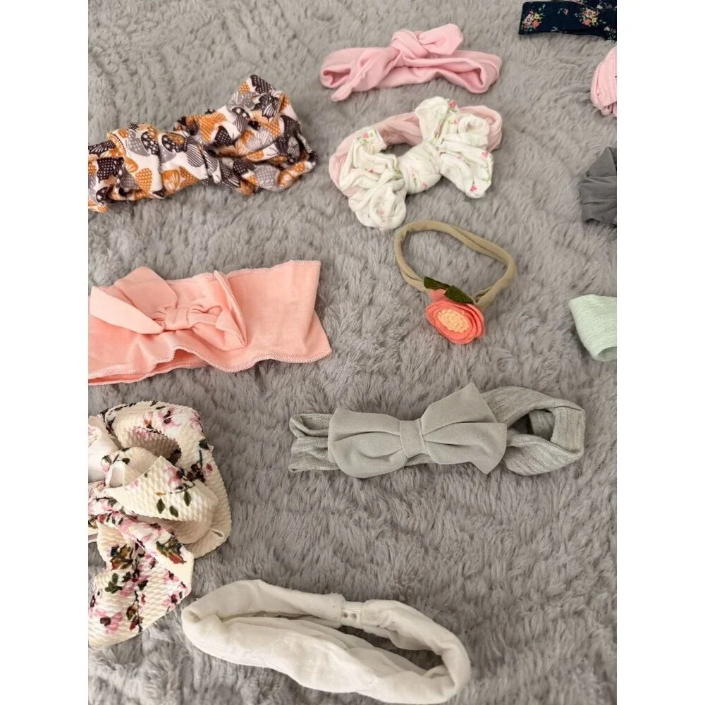 Baby Girl Headband Bow Lot 29pc Mixed Styles Nylon Floral Solid Holiday Set