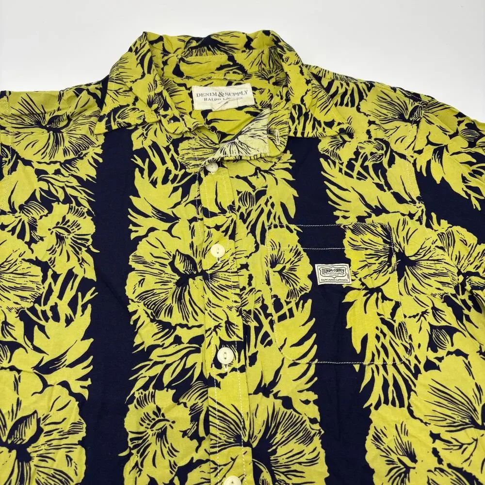 Denim & Supply Ralph Lauren Medium Flower Patterned Button Up Short Sleeve Shirt