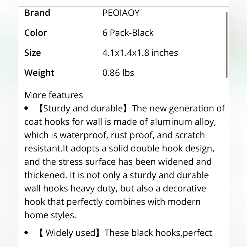 6-Pack Coat Hooks