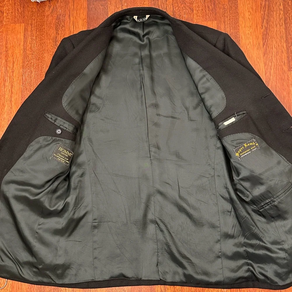 Homme Coture Men's Classic Line Super Lamb premium Black Blazer Made in Italy