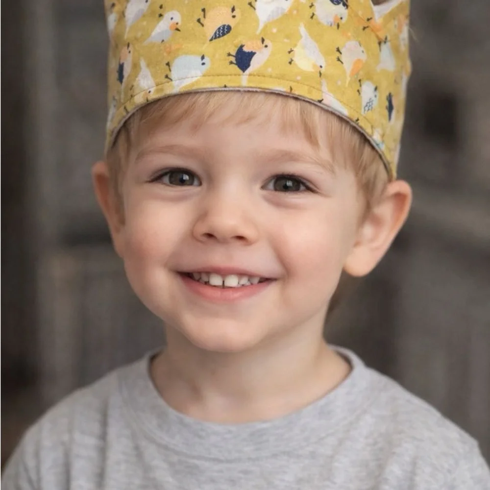 Children’s Yellow Bird Print Adjustable Fabric Crown