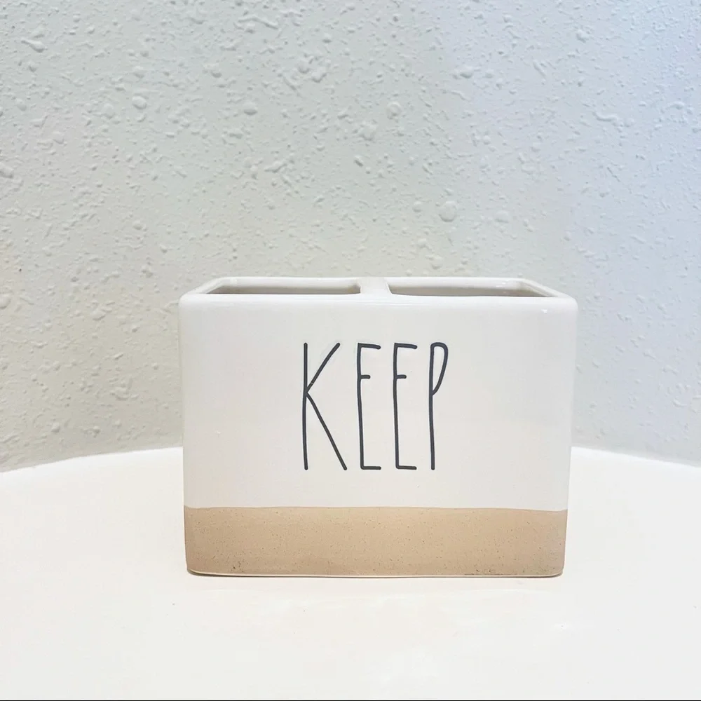 Rae Dunn KEEP Bath Toothbrush/Pens Holder NEW