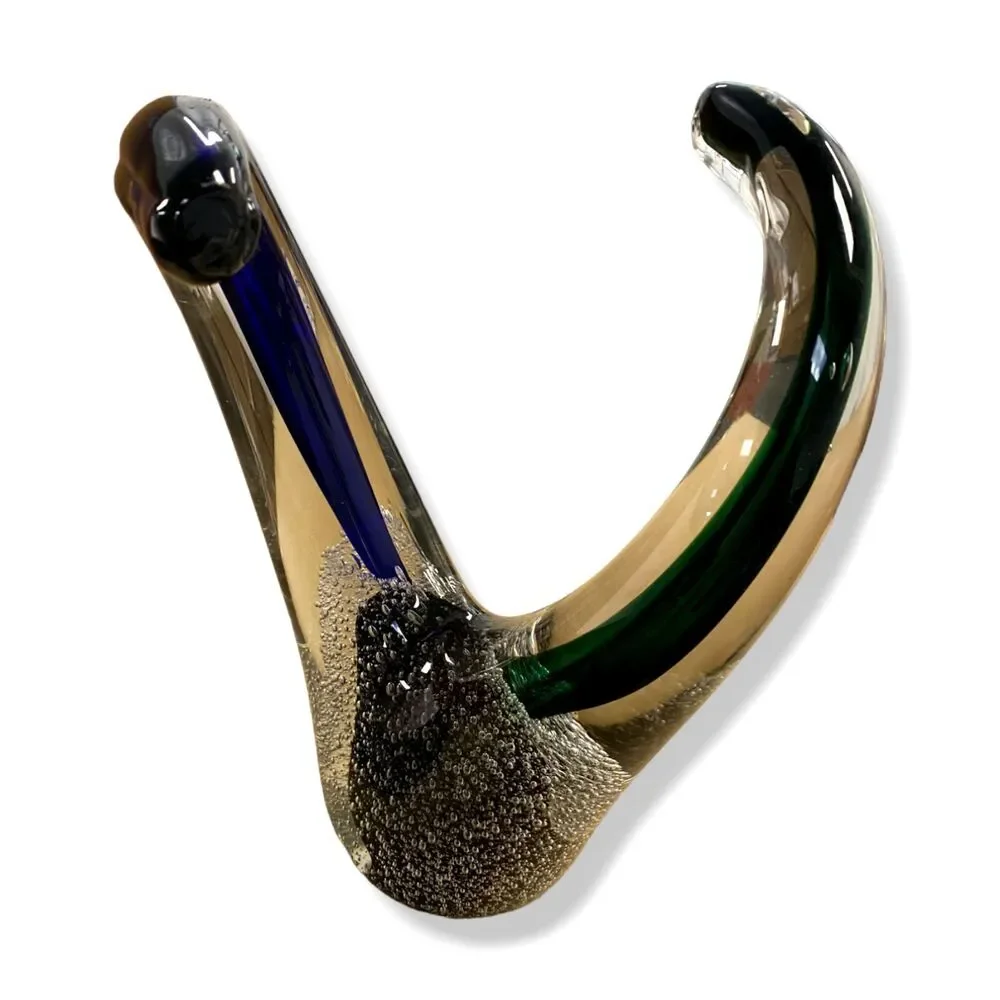 $375 John-Richard Collection Clear Blue Green Swirls Of Color III Sculpture