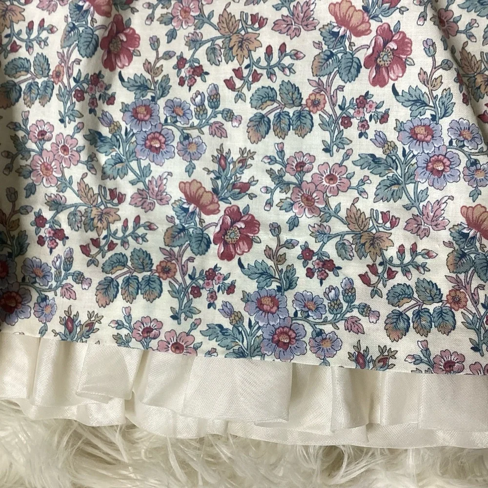 Vintage Floral Dress Ruffled Collar Cotton Made in USA 6X