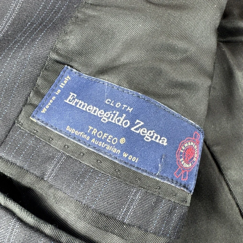Ermenegildo Zegna Trofeo Blazer Mens 38R Blue Striped Sport Coat Jacket Italian