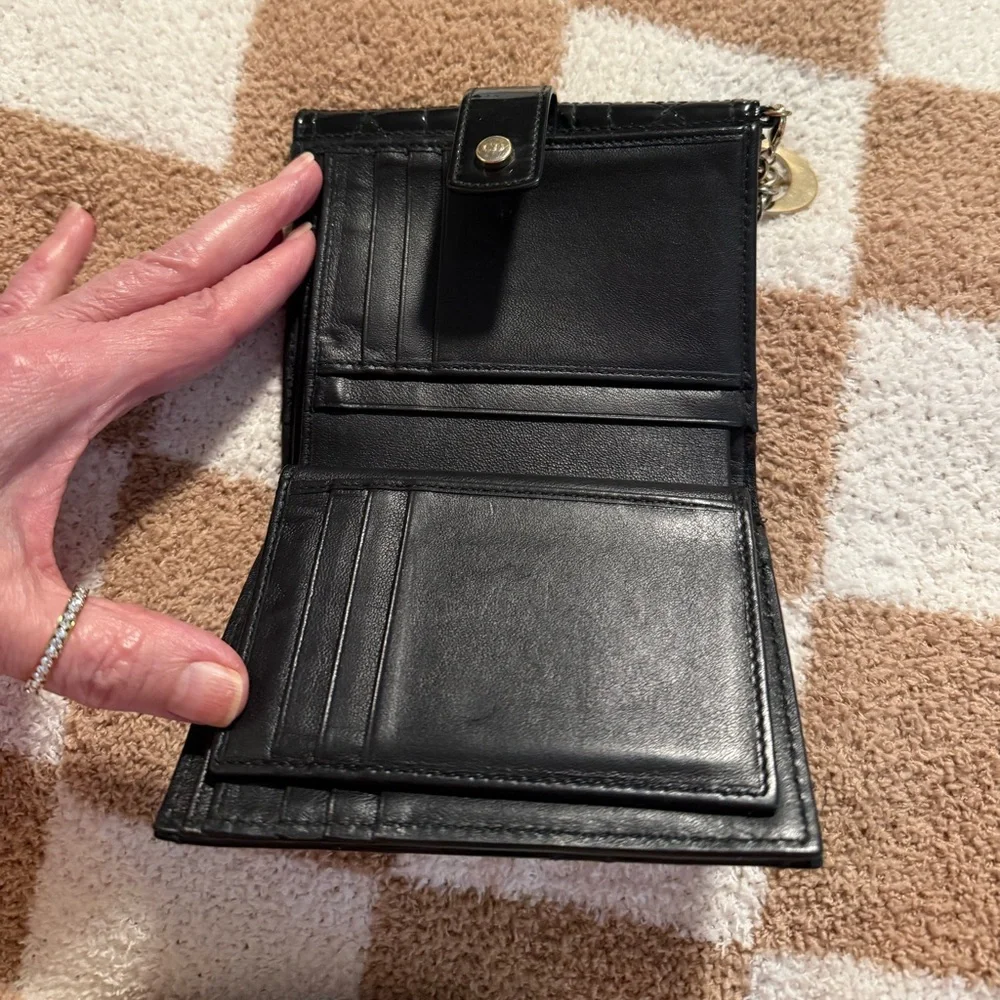 DIOR Patent Cannage Lady Dior Eden Wallet Black