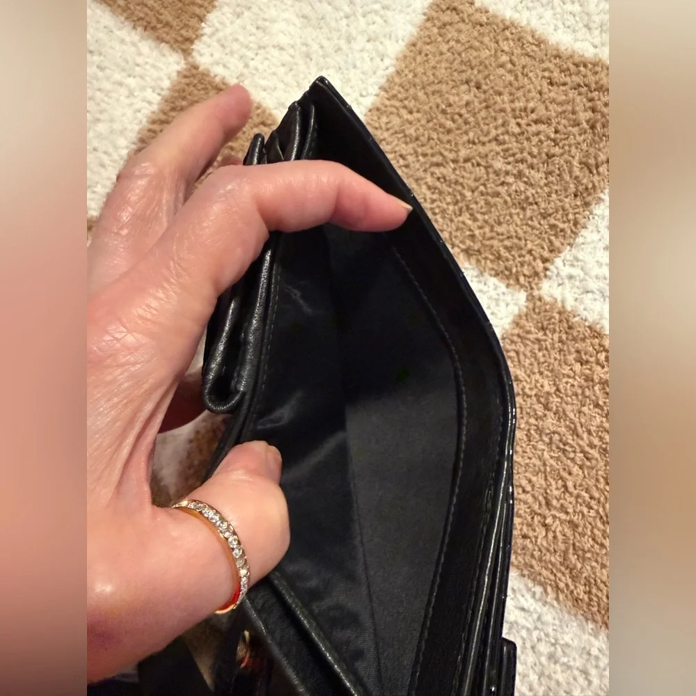 DIOR Patent Cannage Lady Dior Eden Wallet Black