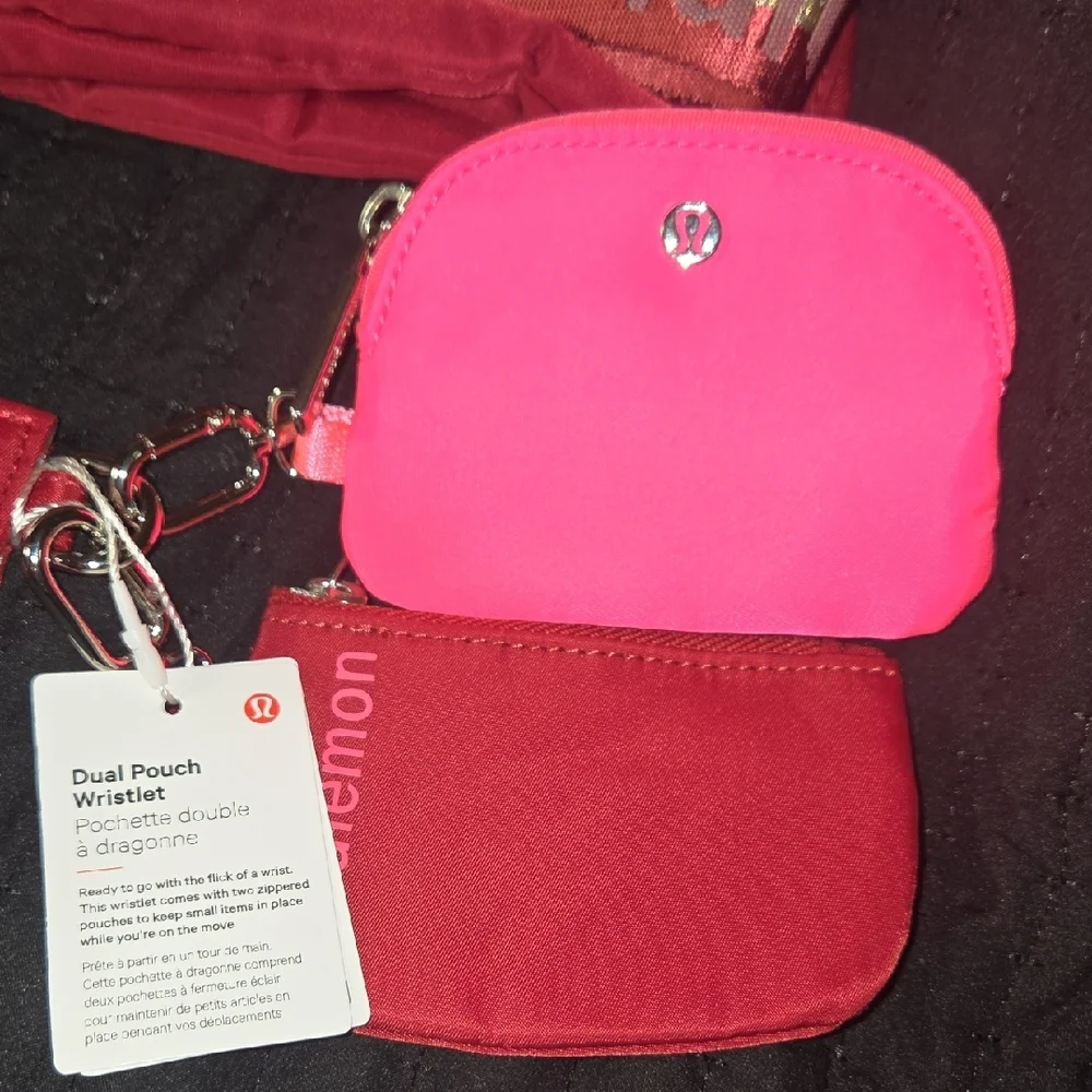 lululemon athletica Burgundy And Pink Cosmetic Bag Trio