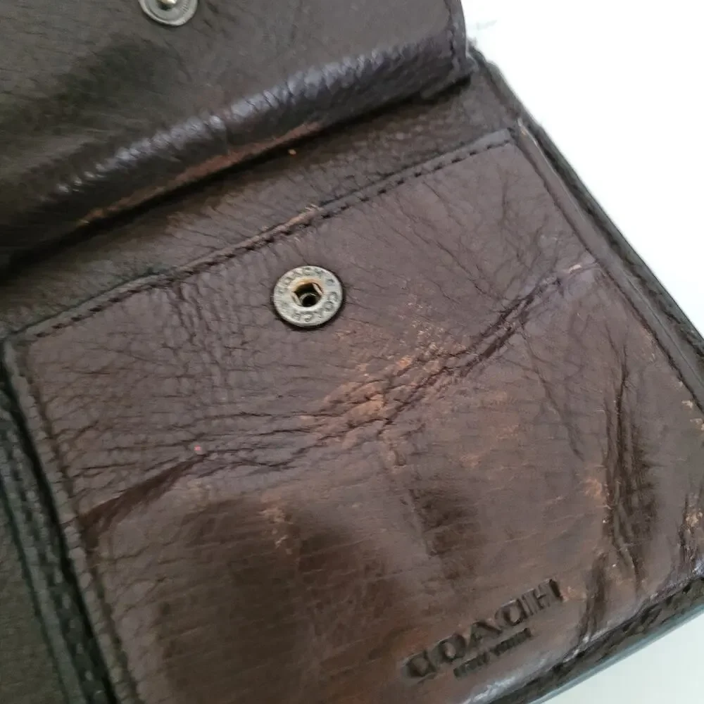 Coach Designer Mens Wallet Brown Bifold Leather Folding Medium Logo Classic