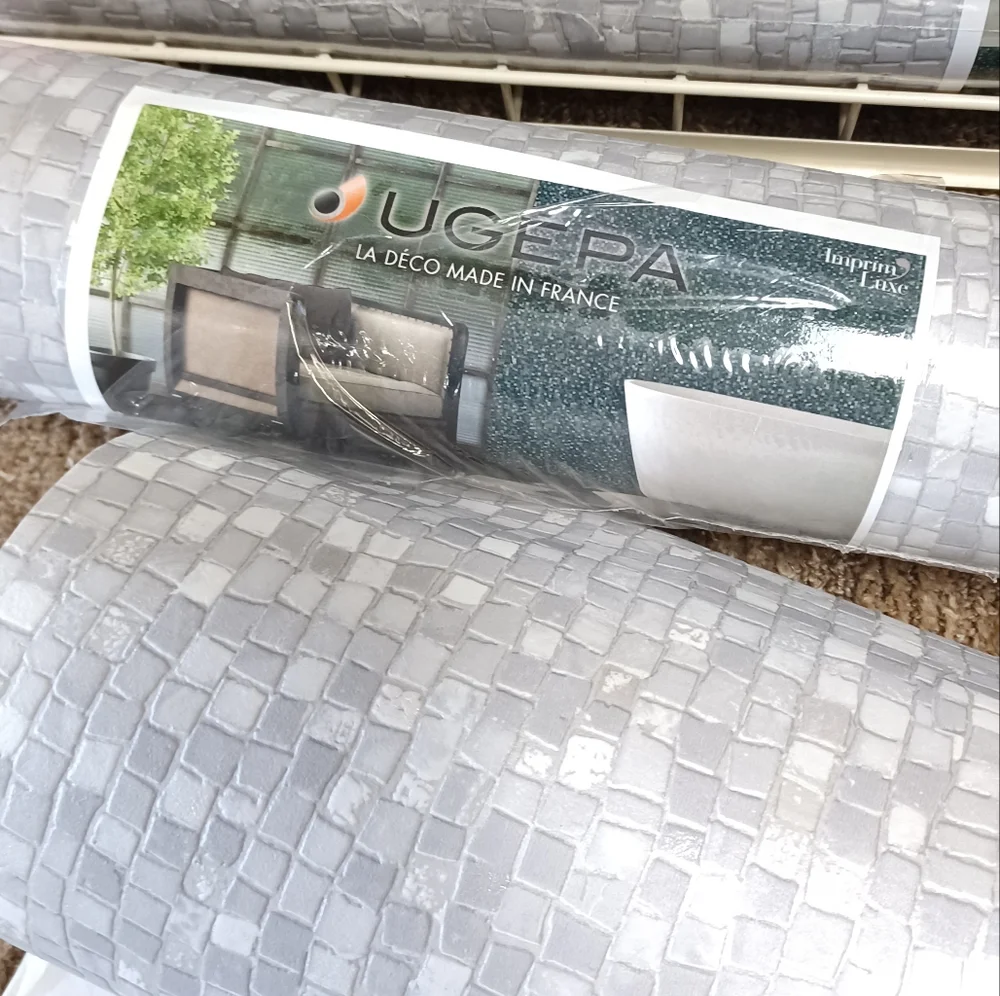 Wallpaper Gray Mosaic Tile Textured