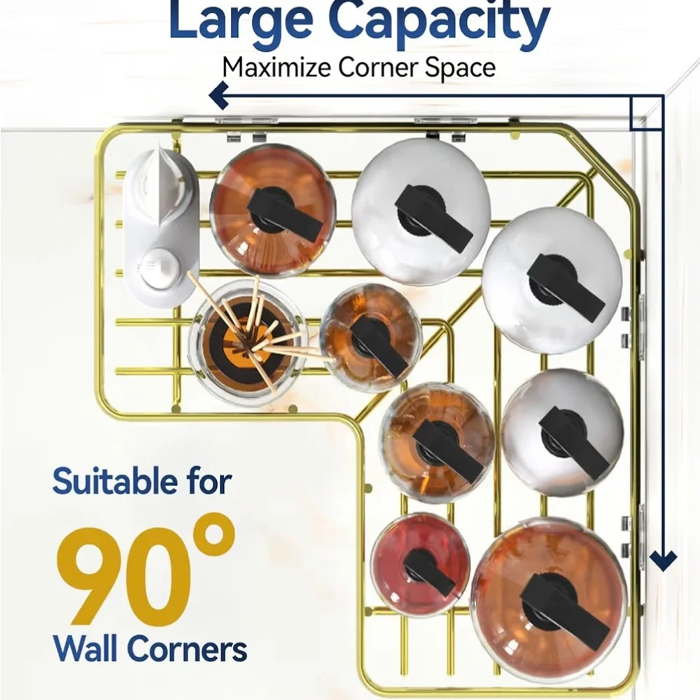 5pc Self Adhesive Wall-Mounted Bathroom Organizer Set Shower Caddy No Drill Gold