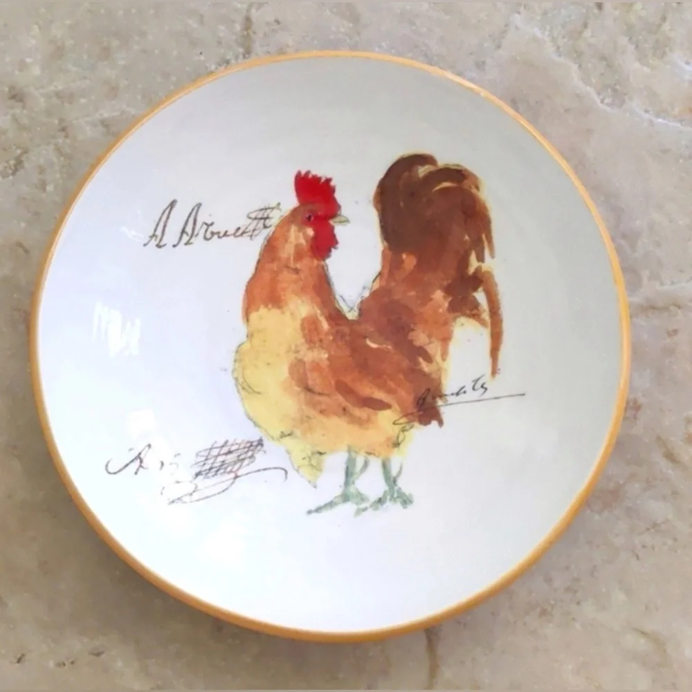 Williams Sonoma Rooster Script Individual Pasta Bowl 10 1/4” x 2 1/4”