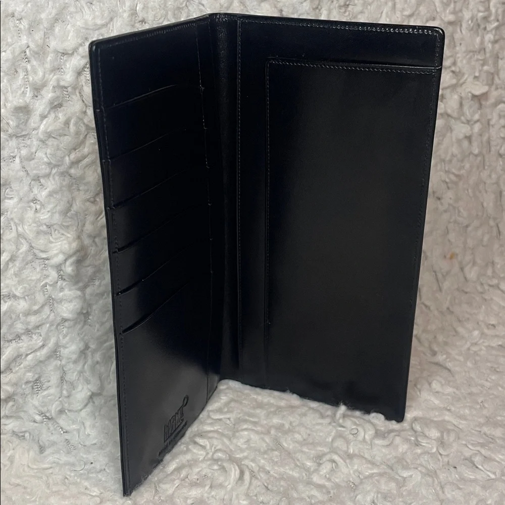 New Montblanc Meisterstück Bi-fold Slim Leather Unisex Long Wallet Black