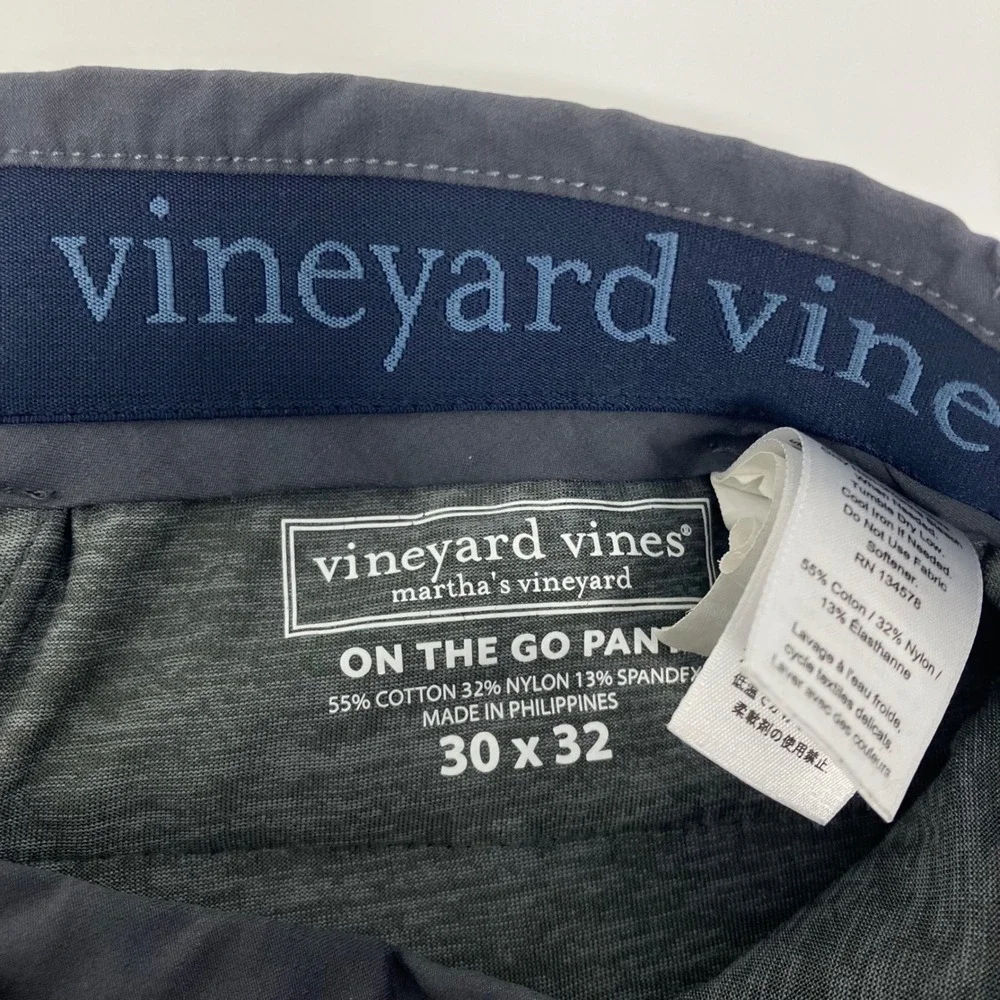 Vineyard Vines On The Go Pants Men's 30x32 Gray Stretch Performance Travel Golf