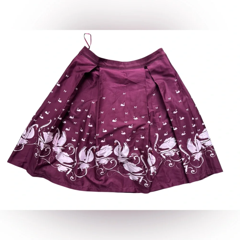 RARE Lindy Bop Marie Skirt with Plum Swan Border - Size 12 Large