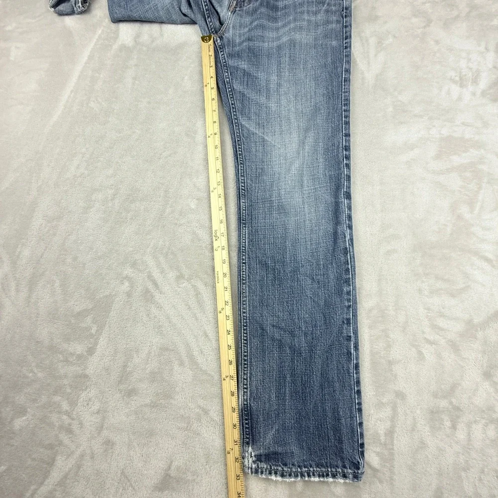 American Eagle Jeans Mens Meas 34x32.75 Blue Original Straight Grunge Distressed