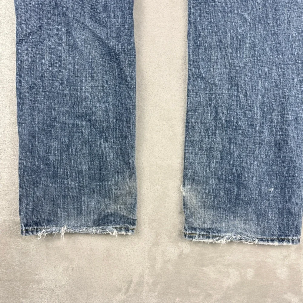 American Eagle Jeans Mens Meas 34x32.75 Blue Original Straight Grunge Distressed
