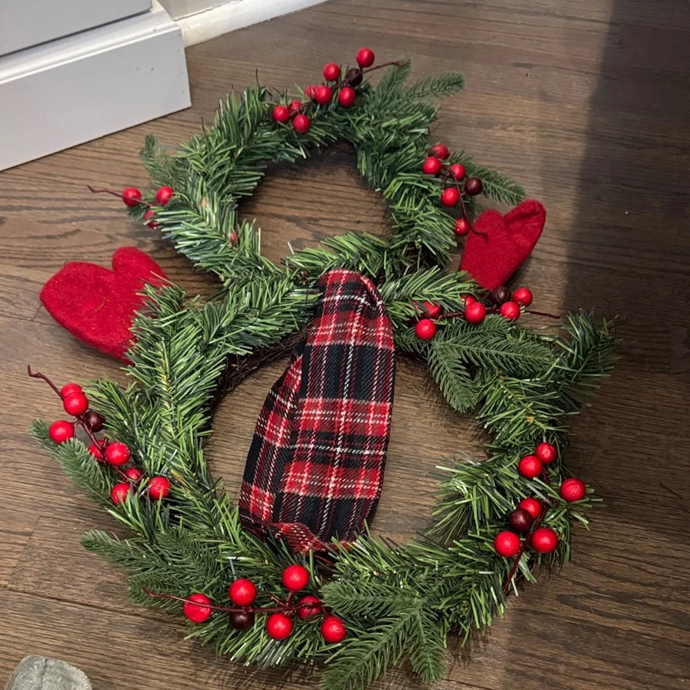 Festive Snowman Wreath with Red Accents