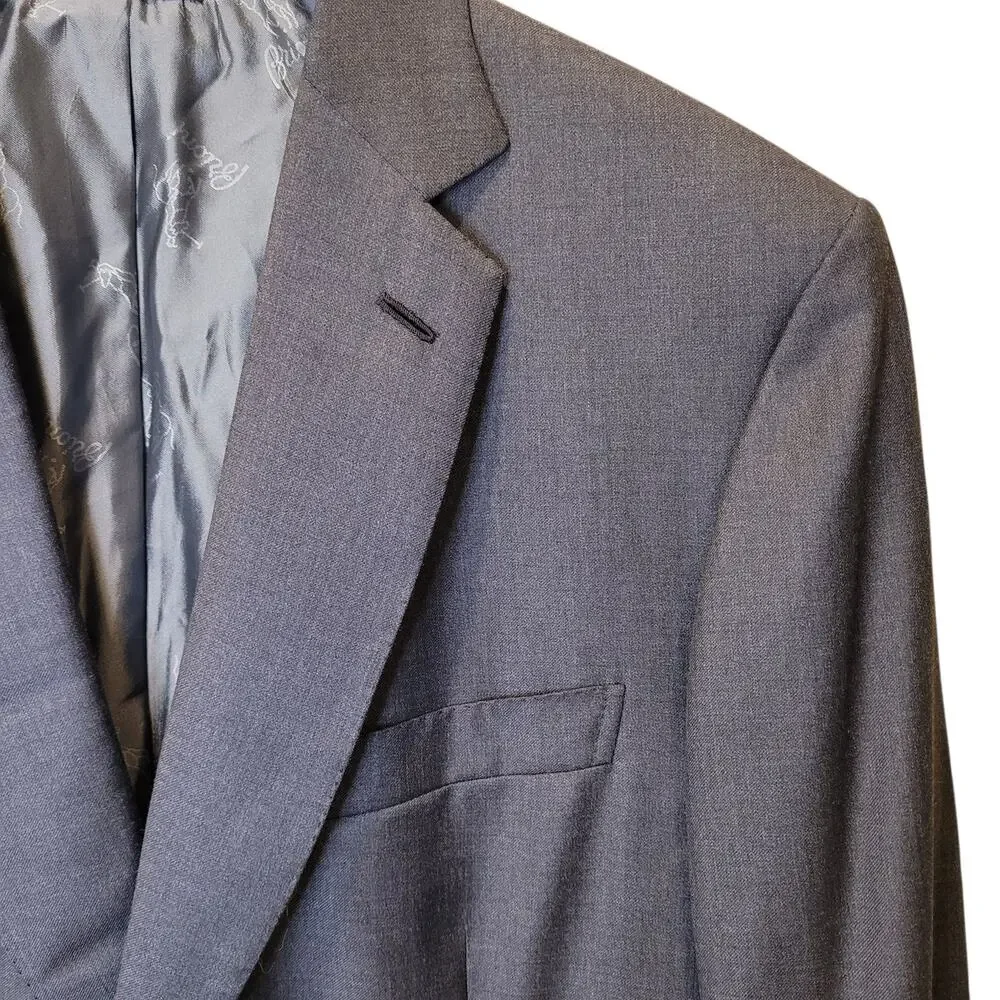 Brioni Mens Gray Wool Colosse Double Vented Blazer Suit Jacket Size 44R Classic