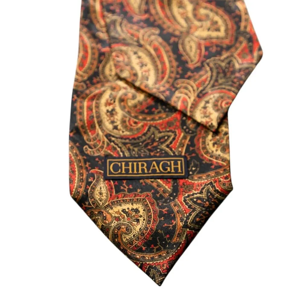 Mens Paisley Ascot Cravat Black Gold Red Formal Wedding Necktie Scarf Classic