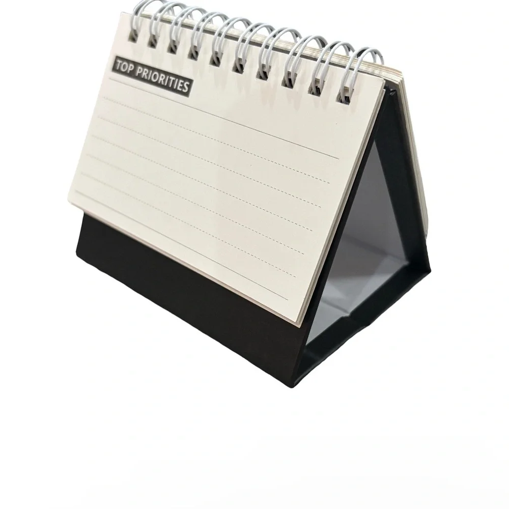 2026 Desk Calendar | Mini Flip Desktop Calendar w/ Stand (Black)