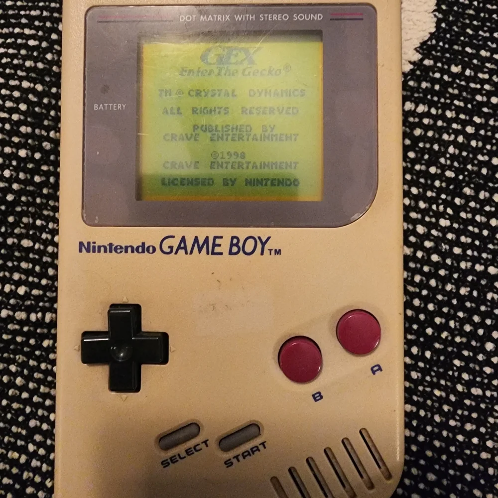 Nintendo Game Boy Launch Edition Handheld System - Gray with GEX Game TESTED