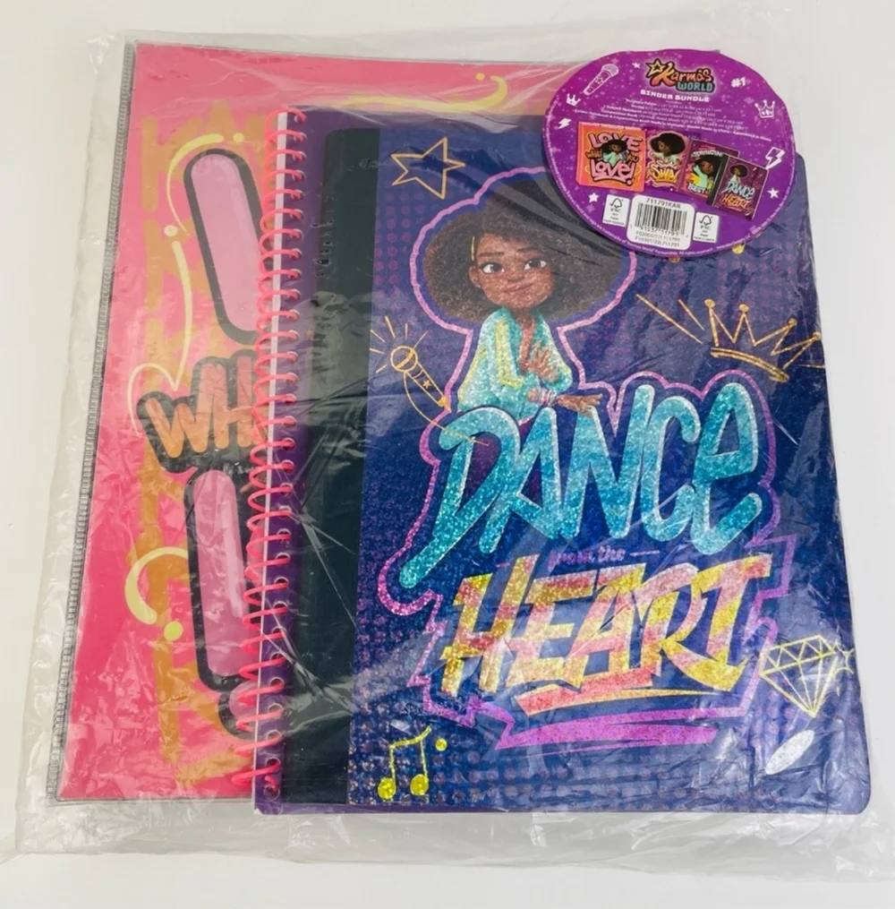 Karma's World Stationery  Bundle 3-Ring Binder Folder Notebook Composition