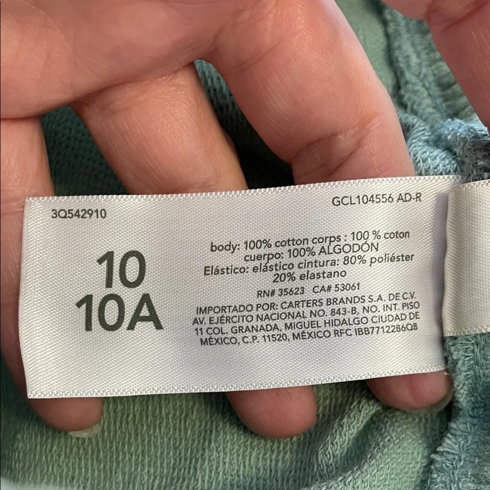 OshKosh B'gosh UEC Girls Sz 10 Green Shorts Cotton elastic waist 2’ inseam