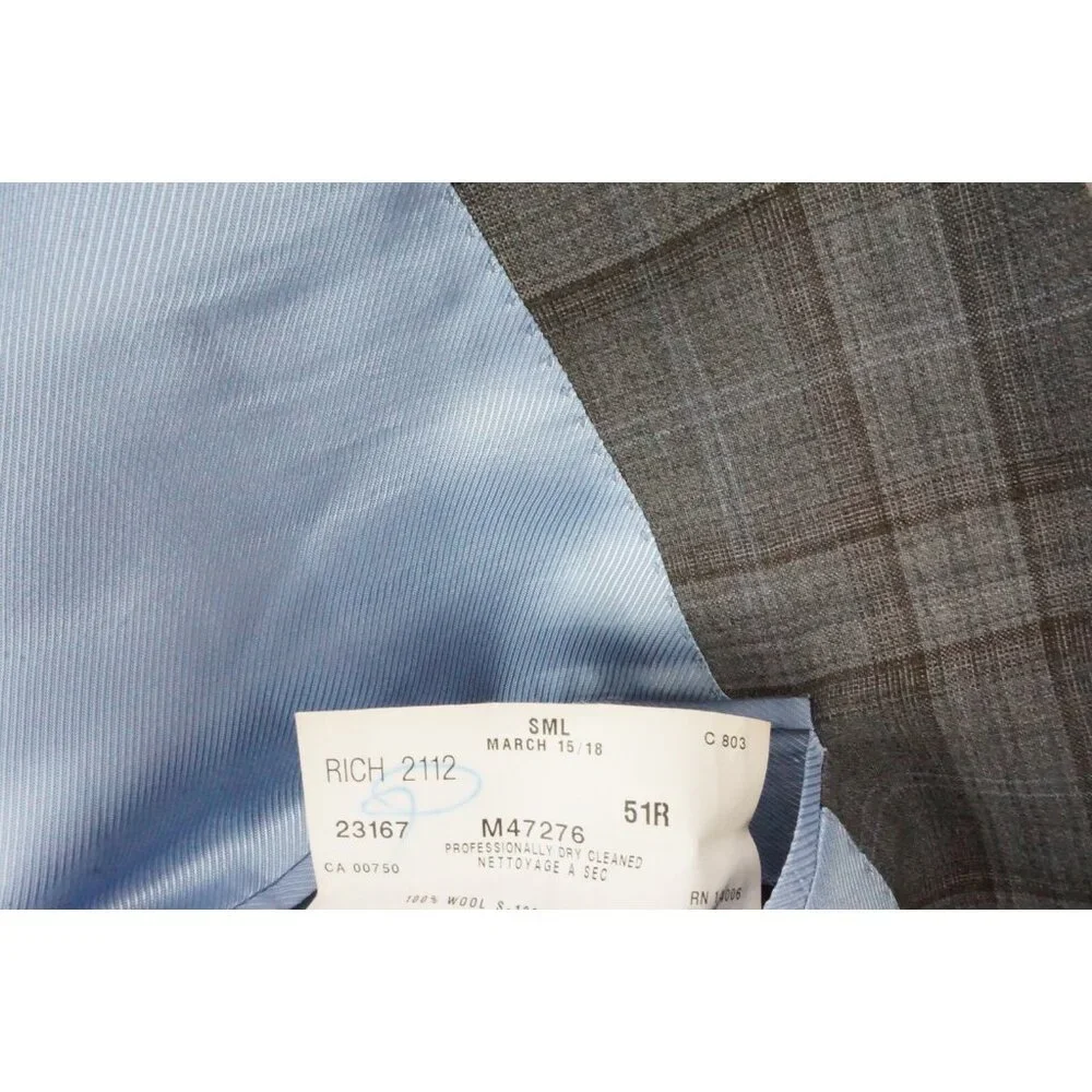 Coppley Rich Reda S130Wool Gray Blue Plaid Sport Coat Jacket 51R BRAND NEW BIG