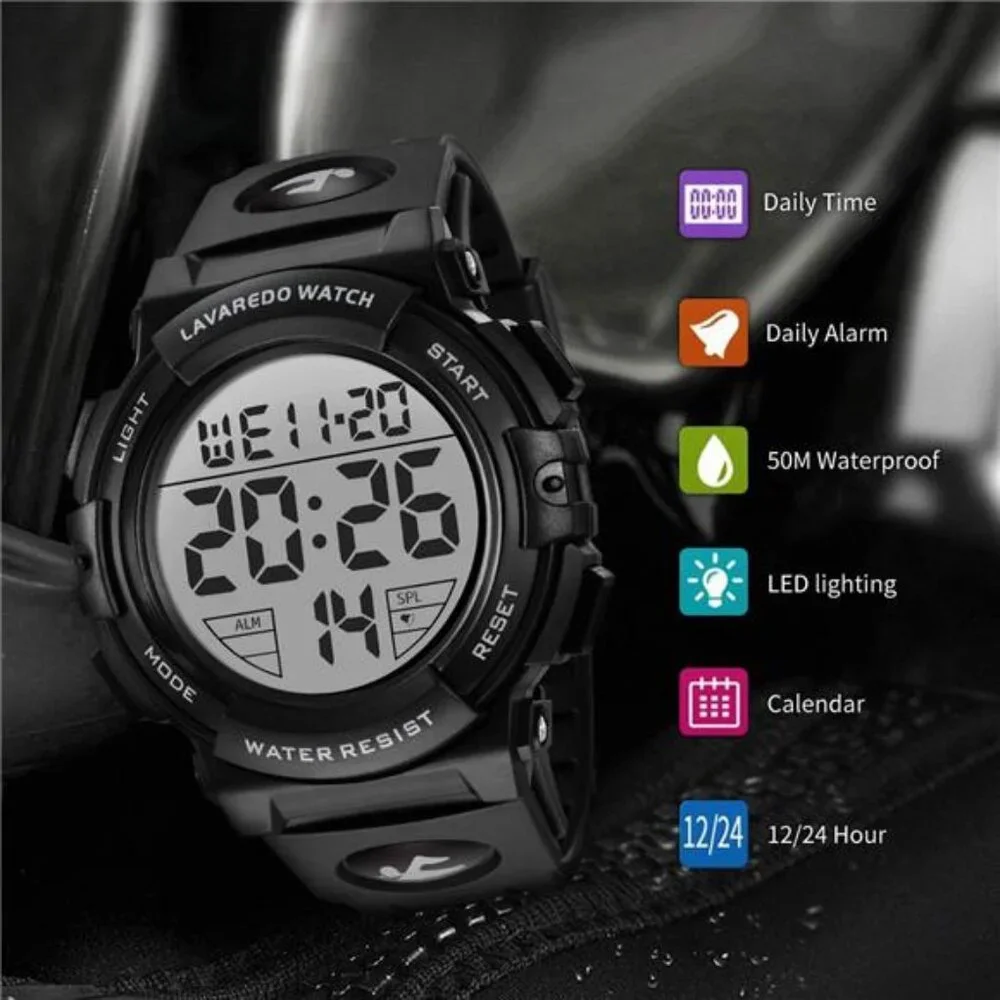 Mens Digital Watch Sports Military Watches Waterproof Outdoor Chronograph