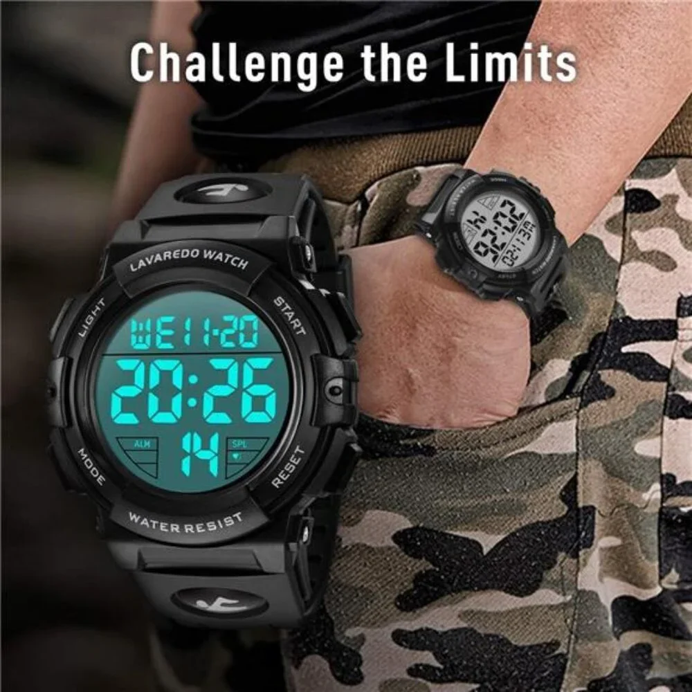 Mens Digital Watch Sports Military Watches Waterproof Outdoor Chronograph
