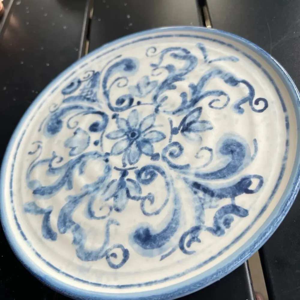 Acqua earthenware 7-1/2” appetizer plate blue and white by Sur La Table