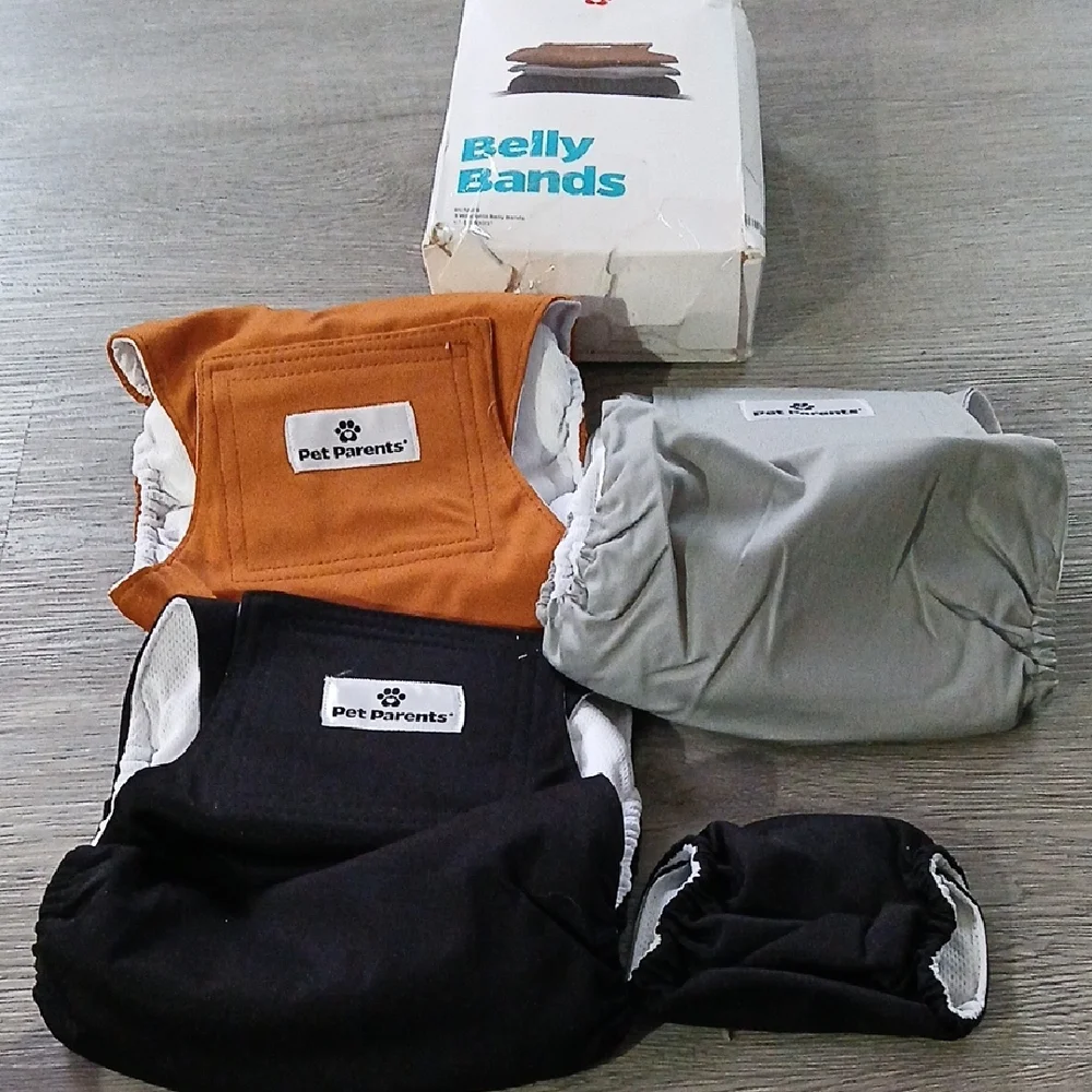 Pet Parents Set of 3 belly bands male dog diapers Sz M Waist 16