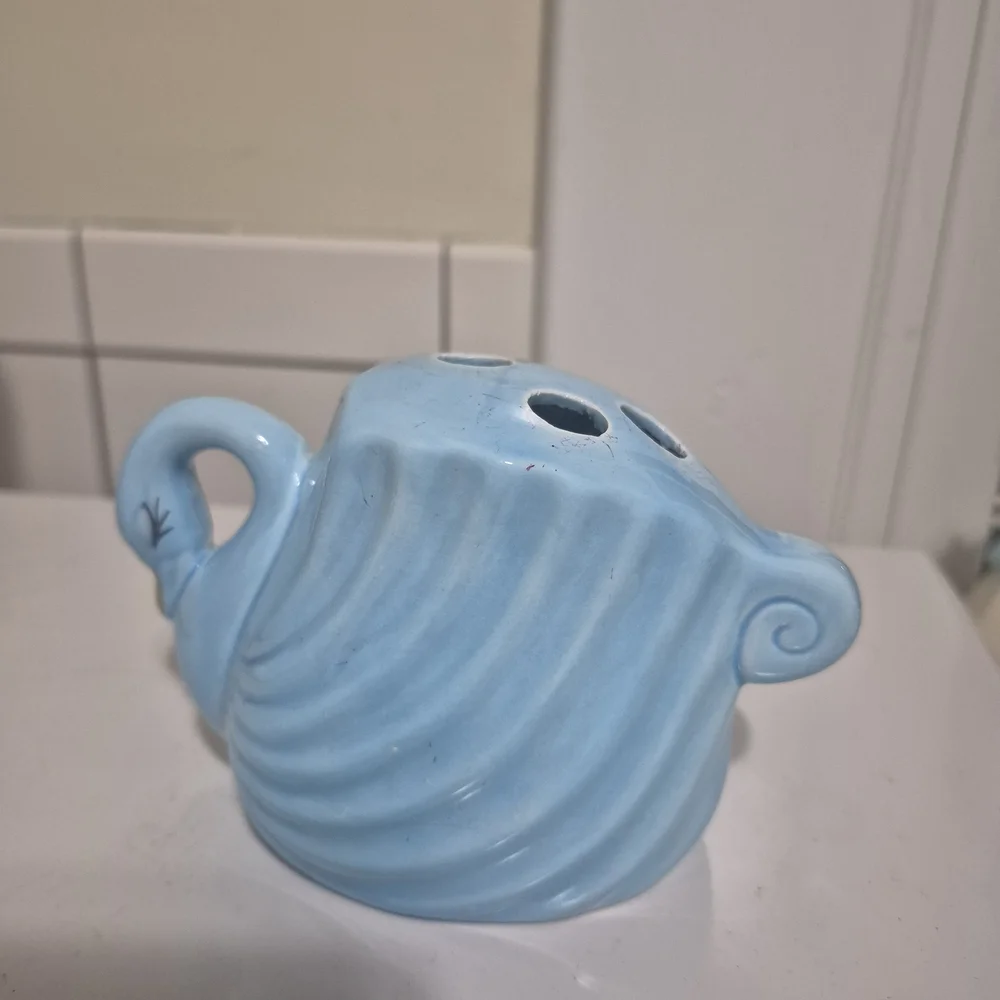 Light Blue Ceramic Swan Planter