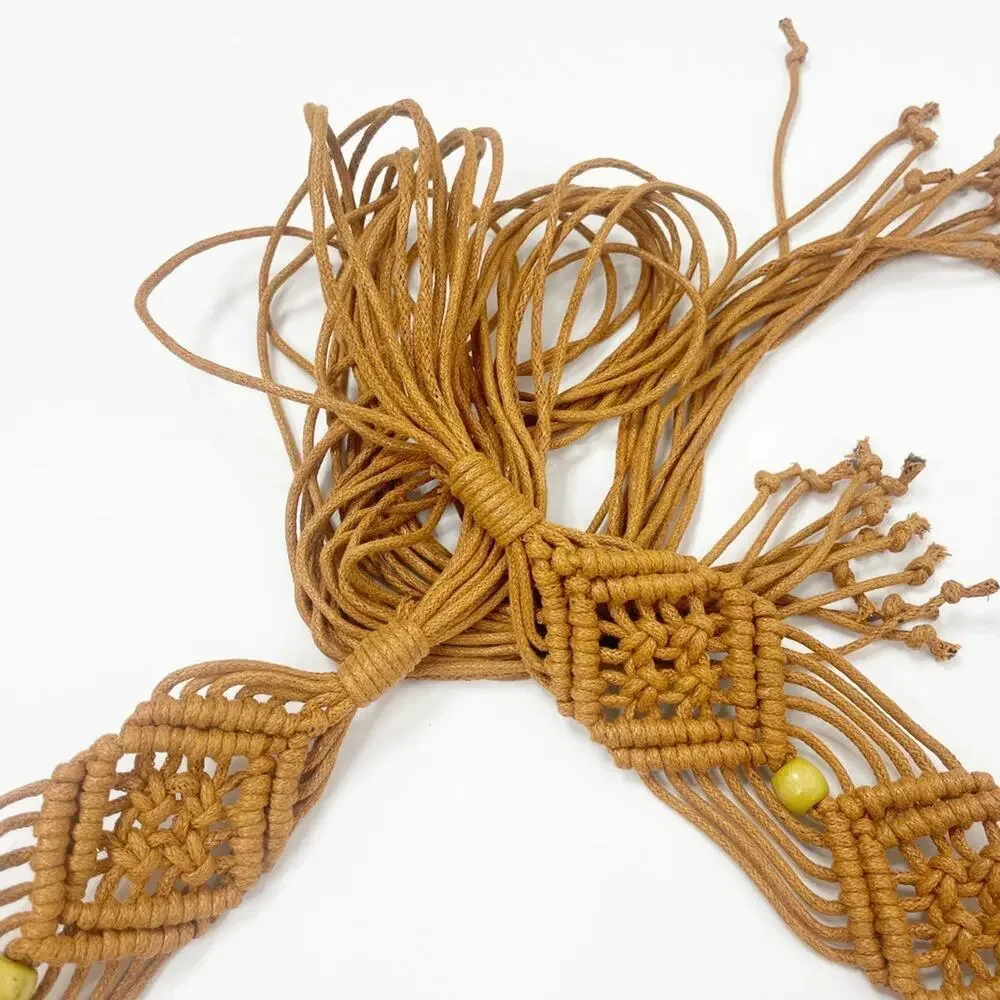 2/$30 NEW Thin Rope Belt Tie Up Bohemian Pearls Braided Dress Waistband Macrame