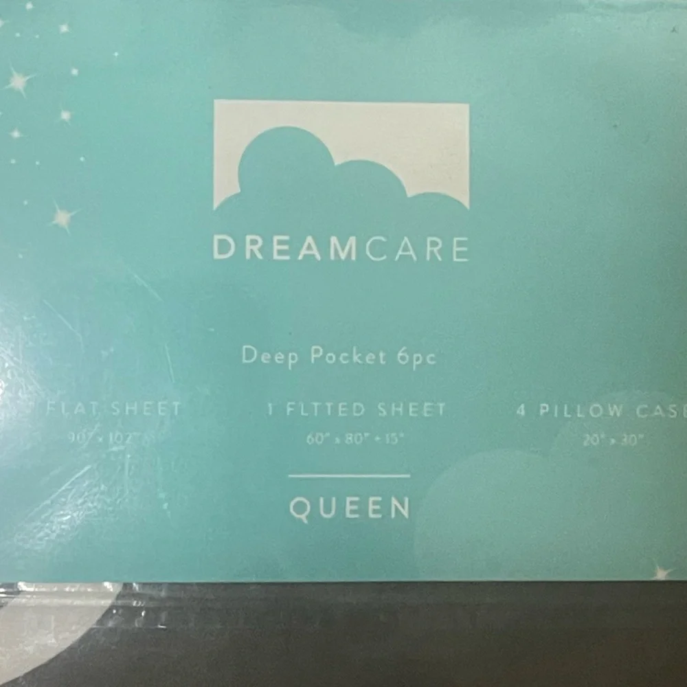 Dreamcare Microfiber Deep Pocket 6 Piece Sheets Set Queen Gray White Symbol