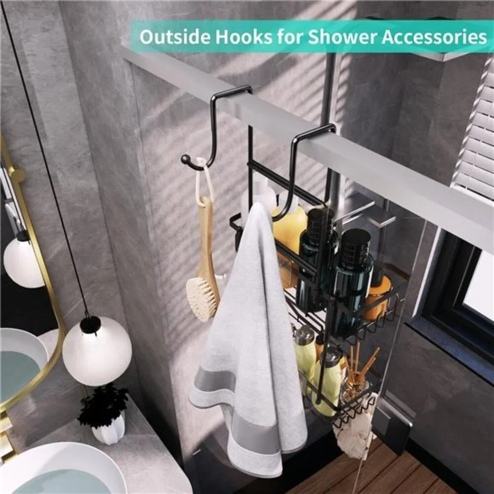 Over Door Shower Caddy Hanging Organizer Stainless Steel Rustproof Bathroom