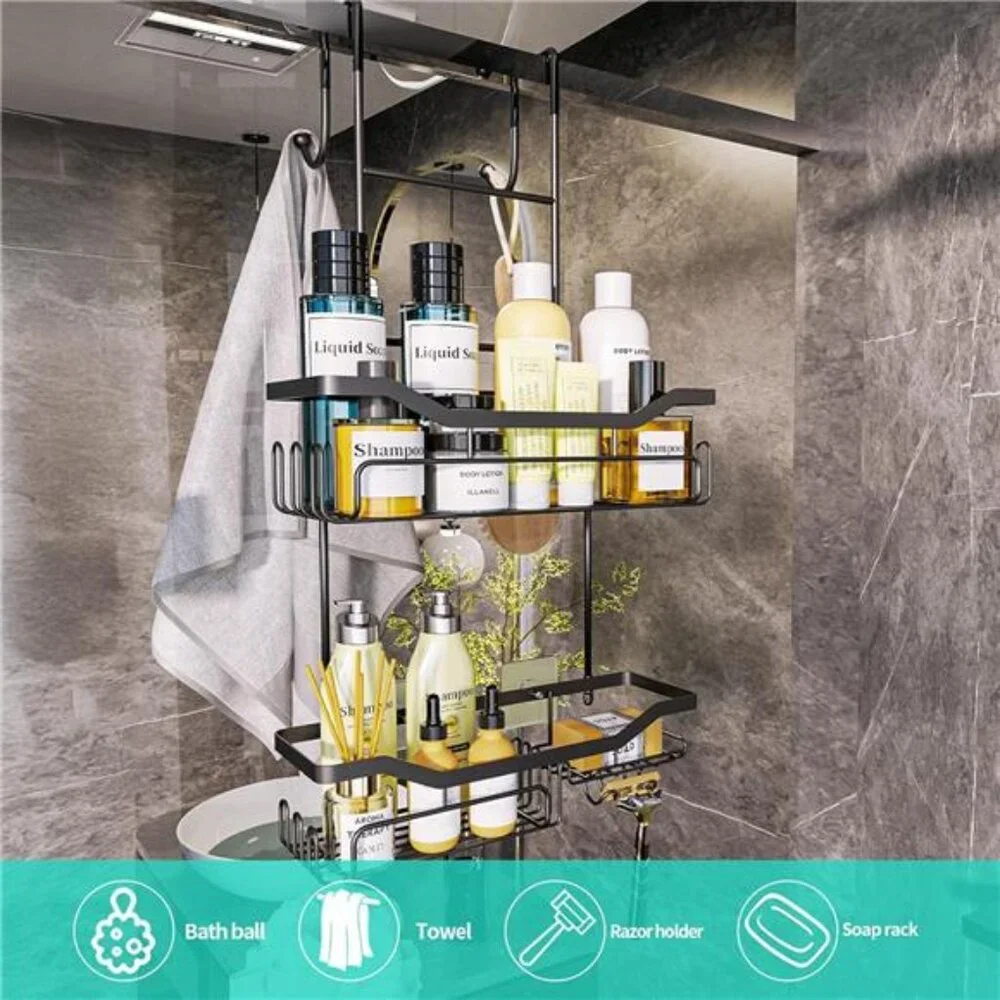 Over Door Shower Caddy Hanging Organizer Stainless Steel Rustproof Bathroom
