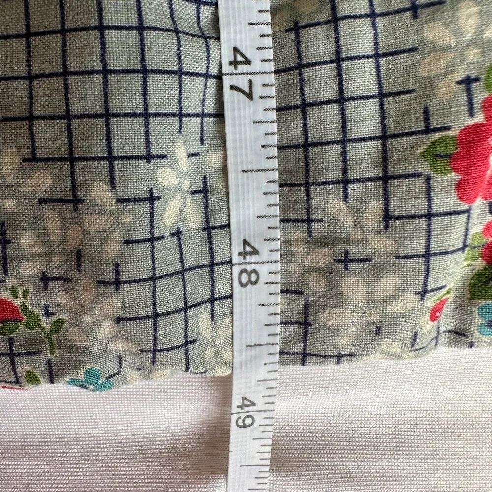 Vtg Quilt Handmade Wool Square Block Wool Cabin Rustic Natural 48x64 Calico Back