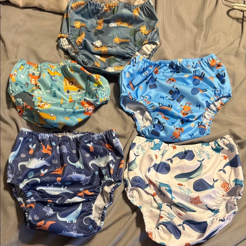 Whimsical Animal and Robot Print Diaper Covers
